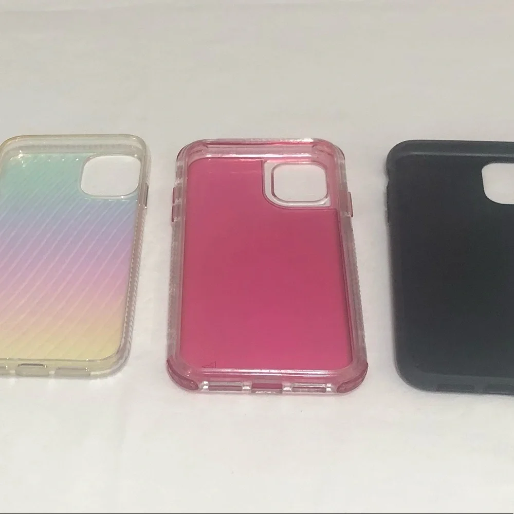 3PK IPhone XR/11 Cases. Pink/black leopard/silver